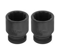 sourcing map 2pcs 1/2" Drive x 23mm Shallow Impact Socket 12-Point Metric CR-V Steel Spindle Nut Impact Flip Sleeve for Home Auto Nuts Bolts Repair