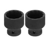 sourcing map 2pcs 1/2" Drive x 30mm Shallow Impact Socket 12-Point Metric CR-V Steel Spindle Nut Impact Flip Sleeve for Home Auto Nuts Bolts Repair