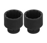 sourcing map 2pcs 1/2" Drive x 32mm Shallow Impact Socket 12-Point Metric CR-V Steel Spindle Nut Impact Flip Sleeve for Home Auto Nuts Bolts Repair