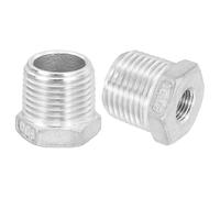 sourcing map 2Pcs 1/2" Male to 1/8" Female NPT 304 Stainless Steel Reducer Hex Bushing, Reducing Cast Pipe Adapter Fitting for Industrial, Oil/Gas, Water, HVAC, and Plumbing Systems