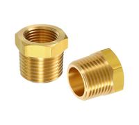 sourcing map 2Pcs 1/2 NPT Male x 3/8 NPT Female Brass Reducer Hex Bushing Threaded Pipe Fitting, Brass Threaded Pipe Fitting Adapter for Water, Gas, Oil Pipeline Systems