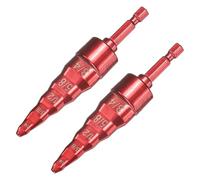 sourcing map 2pcs 1/4" 3/8" 1/2" 5/8" 3/4" 5-in-1 Swage Tube Expander Drill Bit HVAC Repairing Tool Copper Pipe Flaring Tool with 1/4" Hex Shank for Air Conditioner HVAC Repair Red