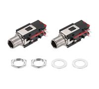 sourcing map 2pcs 1/4" 6.35mm Stereo Audio Jack, 50V 3 Pin Female PCB Mount Jack Video Connectors Stereo Headphone Socket with Nuts&Spacer for Headphone, Speaker, Car Audio, 36x17x13mm