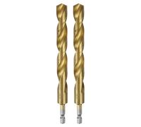 sourcing map 2pcs 1/4" Hex Shank Twist Drill Bits 13mm Titanium Coated High Speed Steel Quick Change Hex Drilling Bit Jobber Drill Bits for Wood Plastic Metal, Gold