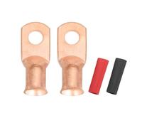 sourcing map 2pcs 1 AWG M8 Battery Lugs Ring Terminals, 5/16" 8mm Stud Crimp Wire Terminal Connector End Copper, 2:1 Heat Shrink Tubing, Gold