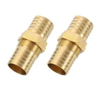 sourcing map 2Pcs 1" Hose Barb Fitting, Brass Hex Head Straight Union Hose Water Bulkhead Pipe Fitting for Water Fuel Air, Brass Tone