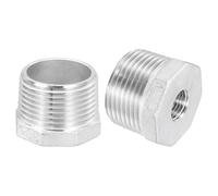 sourcing map 2Pcs 1" Male to 1/4" Female NPT 304 Stainless Steel Reducer Hex Bushing, Reducing Cast Pipe Adapter Fitting for Industrial, Oil/Gas, Water, HVAC, and Plumbing Systems