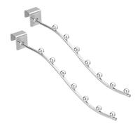 sourcing map 2Pcs 10.43" Wall Mount Waved Waterfall Hanger Rack 7 Beads, Metal Garment Hook Clothes Display Hooks Wall Hangers Organizer for Homes, Supermarket, Clothing Stores (Silver)