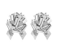 sourcing map 2Pcs 10 Inch Metallic Large Big Pull Bow Gift Wrapping Bows Ribbon for Wedding Car Baskets Presents Christmas Bow, Silver Tone