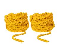 sourcing map 2Pcs 10 Yards Pom Pom Ball Fringe Trim, Ribbon Sewing Accessory DIY Crafts for Home Curtain Clothes Pillow Decoration (5mm, Yellow)