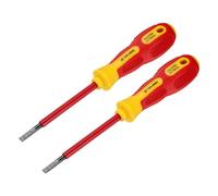 sourcing map 2pcs 1000v Insulated Electrician Screwdriver 5x100mm CR-V Magnetic Slotted Flat Head Insulation Screwdrivers