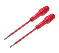 sourcing map 2pcs 1000v Insulated Electrician Screwdriver 6x150mm CR-V Magnetic Slotted Flat Head Insulation Screwdrivers, Red