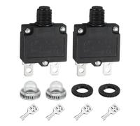 sourcing map 2PCS 10A Thermal Circuit Breakers, 125/250V AC,32V DC Manual Reset Push Button Overload Protector Circuit Breaker with Waterproof Button Caps Quick Connector Terminals, X-B1