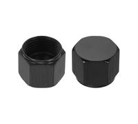 sourcing map 2pcs 10AN Female Flare Cap Block Off Fitting Plug Adapter Aluminum Female Flare Cap Port Fitting Nut Universal Car Accessories for Fuel Oil Line System, Black