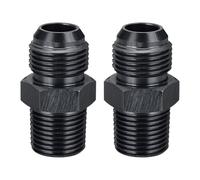 sourcing map 2Pcs 10AN Male Flare to 1/2" NPT Pipe Fitting, Aluminum Straight Male Union Coupler Connector Fuel Hose Adapter for Automotive, Black