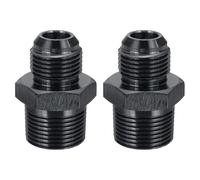 sourcing map 2Pcs 10AN Male Flare to 3/4" NPT Pipe Fitting, Aluminum Straight Male Union Coupler Connector Fuel Hose Adapter for Automotive, Black