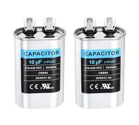 sourcing map 2Pcs 10MFD CBB65 Run Start Capacitor 10uF, 370/440V Oval AC Capacitor for AC Motor Run, HVAC, Air Conditioner, Condenser Motors