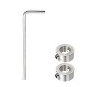 sourcing map 2pcs 10mm Drill Stop Collar Set Depth Stop, Adjustable Stainless Steel Drilling Limit Ring, Anodizing Surface Dowel Shaft Chuck Positioner with Hex Wrench, Silver