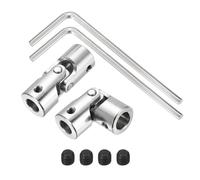 sourcing map 2Pcs 10mm to 12mm ID Steering Universal Joint Shaft Coupling, SAE 1045 steel 45°Degree Rotatable Joints Coupler with Screws Wrench Set for Model Car Ship Drive Shaft Motor