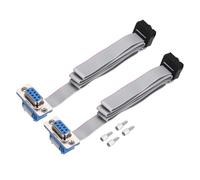 sourcing map 2Pcs 10Pin Flat Ribbon Cable Gray DB9 Female to FC-10P 2.54mm Pitch 50cm Length DB Serial Port Cable for Computer, LED Display, DVD with 4 Screws