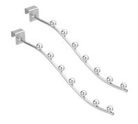sourcing map 2Pcs 11.22" Wall Mount Waved Waterfall Hanger Rack 7 Beads, Metal Garment Hook Clothes Display Hooks Wall Hangers Organizer for Homes, Supermarket, Clothing Stores (Silver)