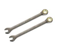 sourcing map 2pcs 11/32" Ratcheting Combination Wrench Spanner SAE 90 Teeth 12 Point Ratchet Box Ended Open End Spanner Tools with 4° Ratcheting Precision CR-V Spanner for Auto Repairs