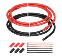 sourcing map 2pcs 12 AWG Silicone Electrical Wire, 12 Gauge 1m/3ft Tinned Copper Electrical Wires with Heat Shrink Tubing & Cable Ties for Automotive, Motor, RV Inverter - Red & Black