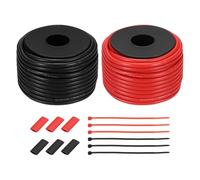 sourcing map 2pcs 12 AWG Silicone Electrical Wire Spool, 12 Gauge 15.2m/50ft Tinned Copper Electrical Wires with Heat Shrink Tubing & Cable Ties for Automotive, RV Inverter - Red & Black