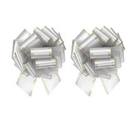 sourcing map 2pcs 12 Inch Giant Large Pull Bow Big Metallic Car Bows Ribbon with Gold Edge for Wedding Presents Gift Wrapping Christmas, Silver