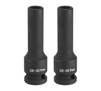 sourcing map 2Pcs 12-Point Deep Impact Socket 1/2 Inch Drive 9mm Metric Chrome Molybdenum Alloy Steel Spindle Axle Nut Impact Socket