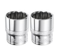 sourcing map 2pcs 12-Point Socket 1/2" Drive 27mm Deep 45# Steel Metric Shallow Drive Sockets Polishing Chromed Square Sockets Mechanic Hand Tool for Car Repair Mechanical Maintenance Home Use