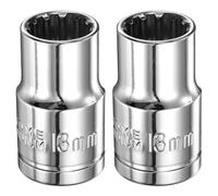 sourcing map 2pcs 12 Point Socket 1/2" Drive by 13mm Metric Shallow Socket Chrome Vanadium Steel 12-Point Standard Sockets Mechanic Hand Tool for Car Repair Mechanical Maintenance Home Use