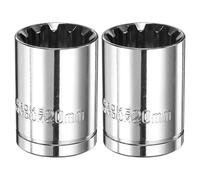 sourcing map 2pcs 12 Point Socket 1/2" Drive by 20mm Metric Shallow Socket Chrome Vanadium Steel 12-Point Standard Sockets Mechanic Hand Tool for Car Repair Mechanical Maintenance Home Use