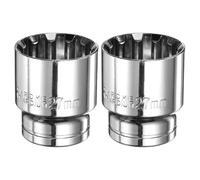 sourcing map 2pcs 12 Point Socket 1/2" Drive by 27mm Metric Shallow Socket Chrome Vanadium Steel 12-Point Standard Sockets Mechanic Hand Tool for Car Repair Mechanical Maintenance Home Use