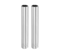 sourcing map 2pcs 12 Points Deep Socket 3/8" Drive 12mm Deep Metric CR-V Steel Polished Nickel Plating Flip Sleeve 120mm / 4.7" Extra Long Socket Tool for Home Auto Nuts Bolts Repair