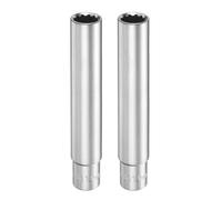 sourcing map 2pcs 12 Points Deep Socket 3/8" Drive 13mm Deep Metric CR-V Steel Polished Nickel Plating Flip Sleeve 120mm / 4.7" Extra Long Socket Tool for Home Auto Nuts Bolts Repair