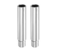 sourcing map 2pcs 12 Points Deep Socket 3/8" Drive 15mm Deep Metric CR-V Steel Polished Nickel Plating Flip Sleeve 120mm / 4.7" Extra Long Socket Tool for Home Auto Nuts Bolts Repair