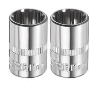 sourcing map 2pcs 12 Points Socket 1/4" Drive 11mm Metric Shallow Impact Socket Cr-V Steel Chrome Plating Flip Sleeve Nut Driver Wrench for Home Auto Nuts Bolts Repair