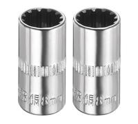 sourcing map 2pcs 12 Points Socket 1/4" Drive 8mm Metric Shallow Impact Socket Cr-V Steel Chrome Plating Flip Sleeve Nut Driver Wrench for Home Auto Nuts Bolts Repair