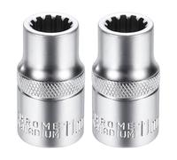 sourcing map 2pcs 12 Points Socket 11mm Shallow Socket 1.5"/38mm L | 1/2" Drive Metric CR-V Steel Nickel Plating for Home Auto Nuts Bolts Repair