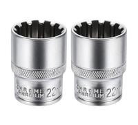 sourcing map 2pcs 12 Points Socket 22mm Shallow Socket 1.6"/40mm L | 1/2" Drive Metric CR-V Steel Nickel Plating for Home Auto Nuts Bolts Repair