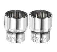 sourcing map 2pcs 12 Points Socket 3/8" Drive 19mm Metric Shallow Impact Socket Cr-V Steel Chrome Plating Flip Sleeve Nut Driver Wrench for Home Auto Nuts Bolts Repair
