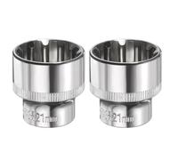 sourcing map 2pcs 12 Points Socket 3/8" Drive 21mm Metric Shallow Impact Socket Cr-V Steel Chrome Plating Flip Sleeve Nut Driver Wrench for Home Auto Nuts Bolts Repair