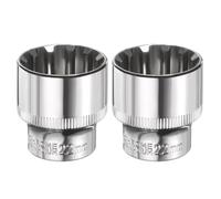 sourcing map 2pcs 12 Points Socket 3/8" Drive 22mm Metric Shallow Impact Socket Cr-V Steel Chrome Plating Flip Sleeve Nut Driver Wrench for Home Auto Nuts Bolts Repair