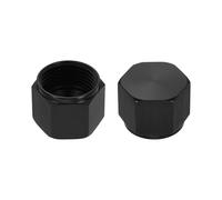sourcing map 2pcs 12AN Female Flare Cap Block Off Fitting Plug Adapter Aluminum Female Flare Cap Port Fitting Nut Universal Car Accessories for Fuel Oil Line System, Black