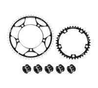 sourcing map 2pcs 130BCD Bike Chainring Set 39T/53T Round Narrow Wide Aluminum Chainring Chainwheel with Double Round 5 Bolts for Road Bike Bicycle 9/10/11 Speed Chains