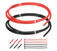 sourcing map 2pcs 14 AWG Silicone Electrical Wire, 14 Gauge 1m/3ft Tinned Copper Electrical Wires with Heat Shrink Tubing & Cable Ties for Automotive, Motor, RV Inverter - Red & Black