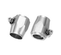 sourcing map 2pcs 14AN Hose Finisher Clamp Aluminium Hex Car Hose Finisher Flexible Pipe Clamps with Screw Band for Fuel Gas Oil Air Water Tube, Silver