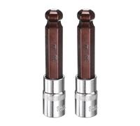 sourcing map 2pcs 14mm Ball End Hex Bit Socket 1/2" Square Drive Metric Extension Impact Bit Power Nut Driver Set S2 & CR-V Steel Socket Ratchet Wrench Bits