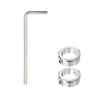 sourcing map 2pcs 14mm Drill Stop Collar Set Depth Stop, Adjustable Stainless Steel Drilling Limit Ring, Anodizing Surface Dowel Shaft Chuck Positioner with Hex Wrench, Silver